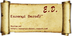 Eszenyi Dezső névjegykártya